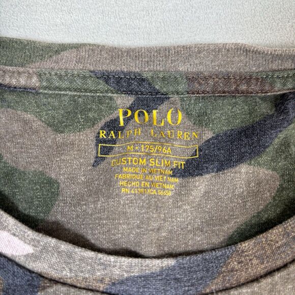 Polo Ralph Lauren T-Shirt Camo Camouflage Mens Medium Custom Slim Fit Green - Picture 3 of 7